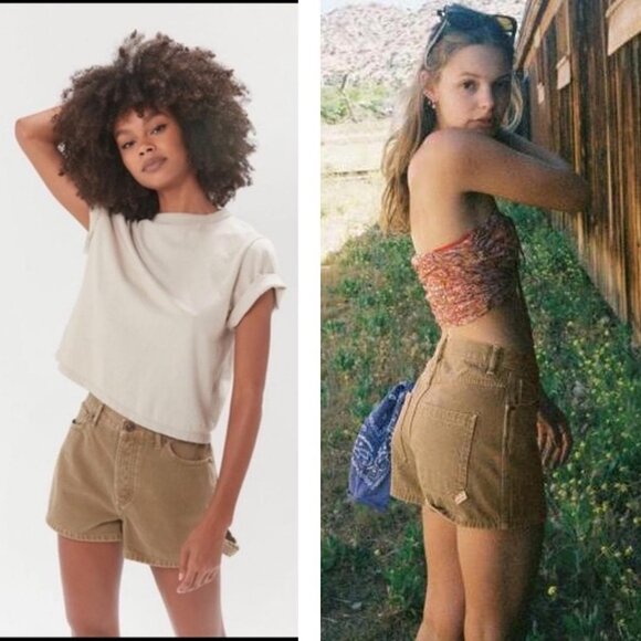 BDG High Rise Carpenter Shorts In Tan Size 27 - Picture 1 of 6